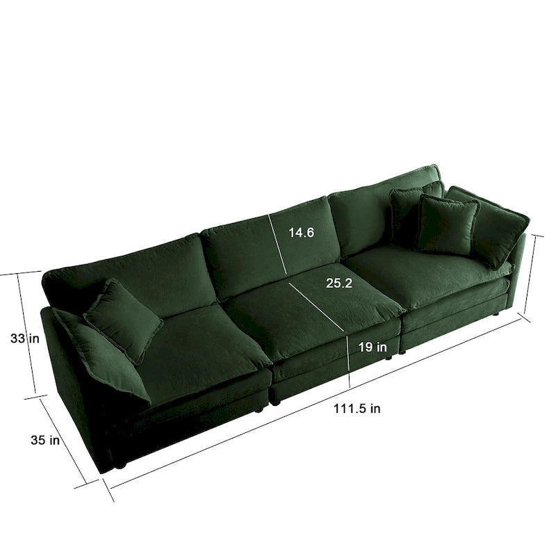 111.5 Chenille 4-Seater Sofa with Customizable Configurations and Premium Comfort