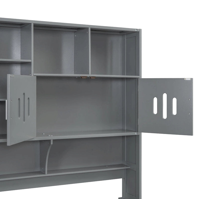 Letto a giorno con libreria Captain e contenitore idraulico, tutto in uno