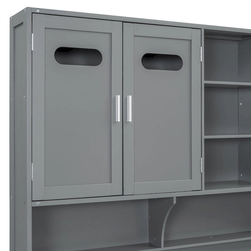 Letto a giorno con libreria Captain e contenitore idraulico, tutto in uno