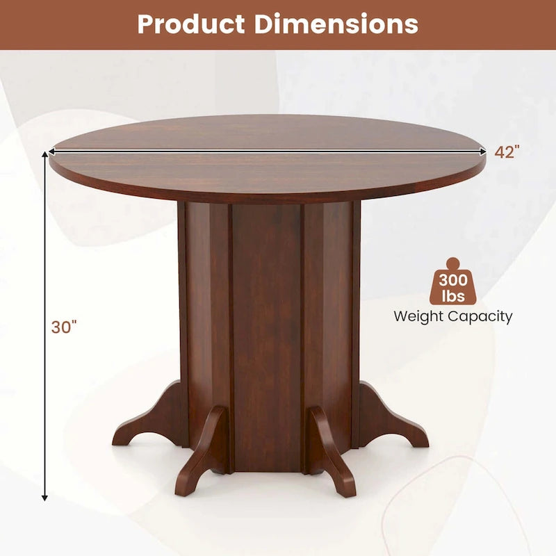 Costway 42 Wooden Kitchen Table Round Dining Table with Pedestal Base - See Details