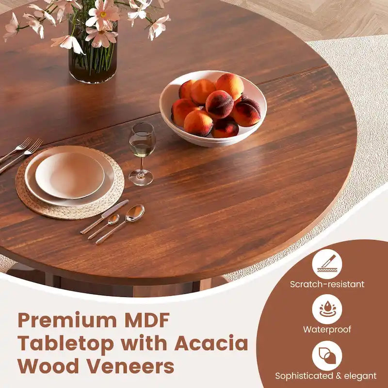 Costway 42 Wooden Kitchen Table Round Dining Table with Pedestal Base - See Details