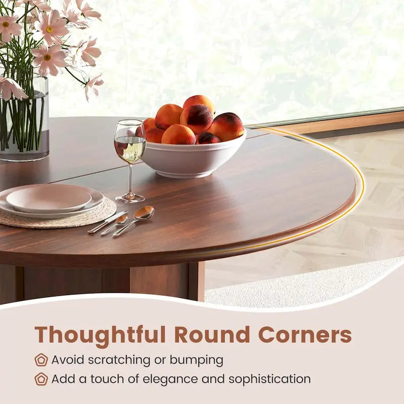 Costway 42 Wooden Kitchen Table Round Dining Table with Pedestal Base - See Details