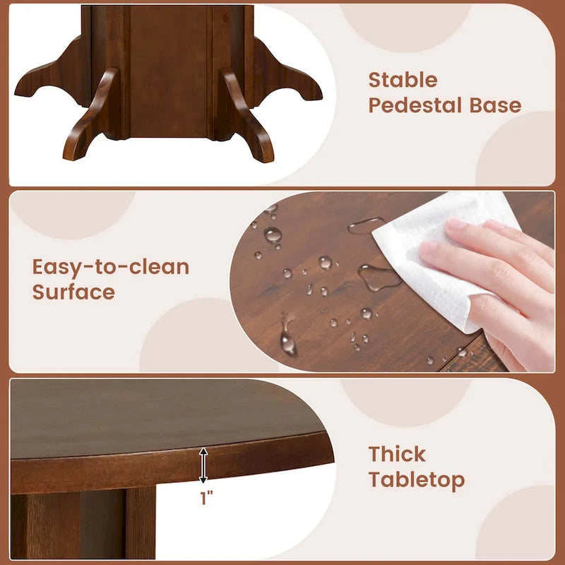 Costway 42 Wooden Kitchen Table Round Dining Table with Pedestal Base - See Details