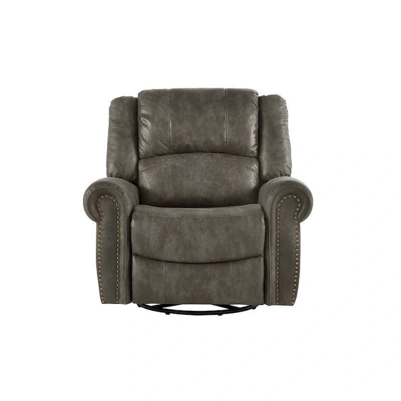 Poltrona reclinabile Monroe in microfibra lucida con chiodini e base girevole di iNSPIRE Q Classic