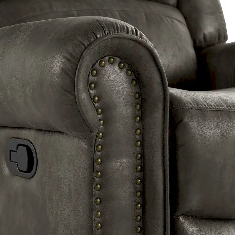 Poltrona reclinabile Monroe in microfibra lucida con chiodini e base girevole di iNSPIRE Q Classic