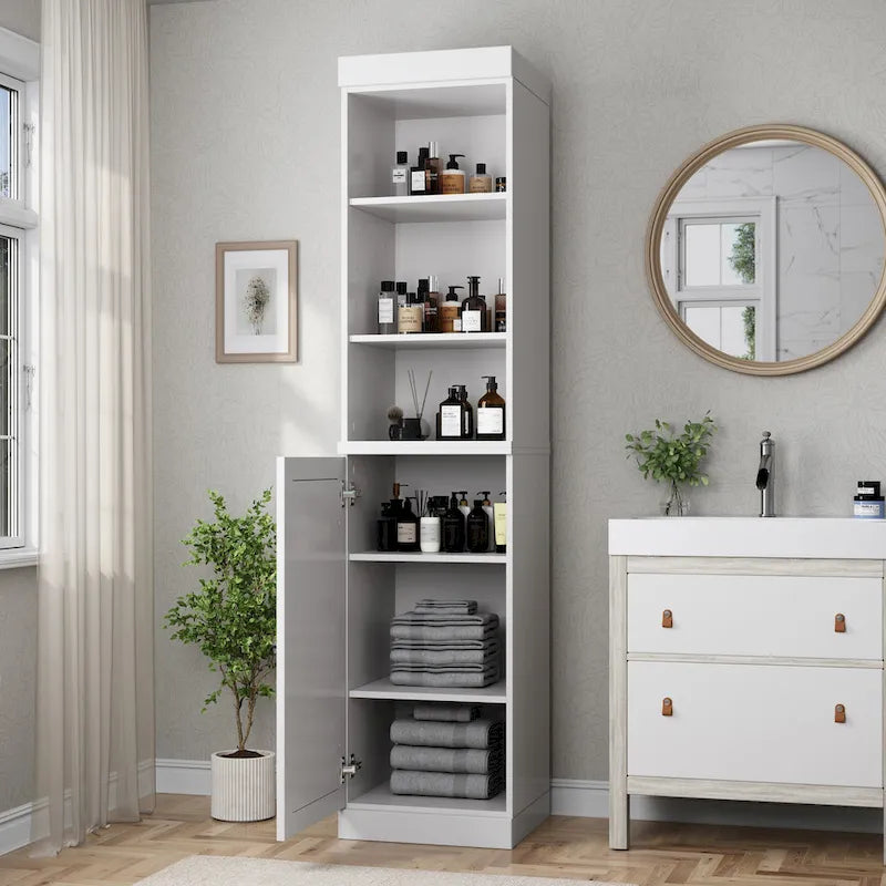 Palace Imports Mobile Bagno 100% Legno Massello da 16,5 con Ante Solide e Ripiani Regolabili