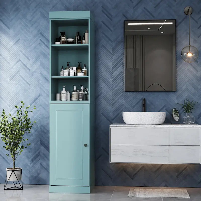 Palace Imports Mobile Bagno 100% Legno Massello da 16,5 con Ante Solide e Ripiani Regolabili