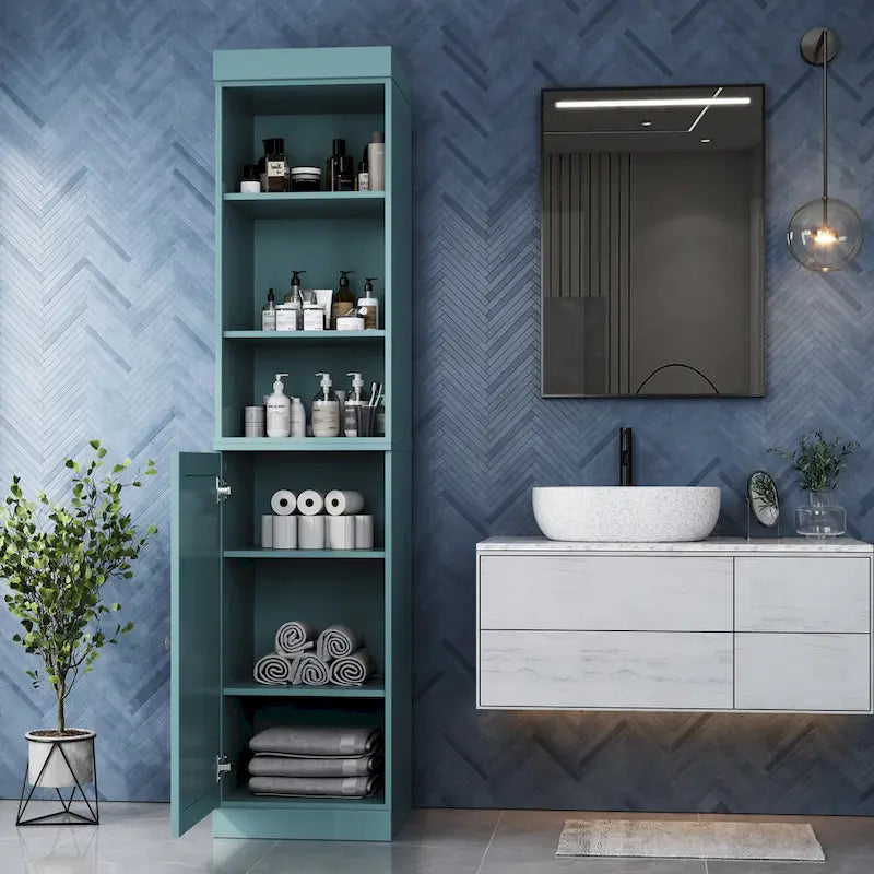 Palace Imports Mobile Bagno 100% Legno Massello da 16,5 con Ante Solide e Ripiani Regolabili