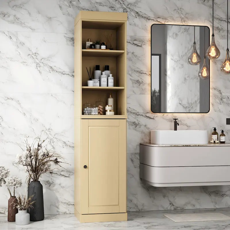 Palace Imports Mobile Bagno 100% Legno Massello da 16,5 con Ante Solide e Ripiani Regolabili