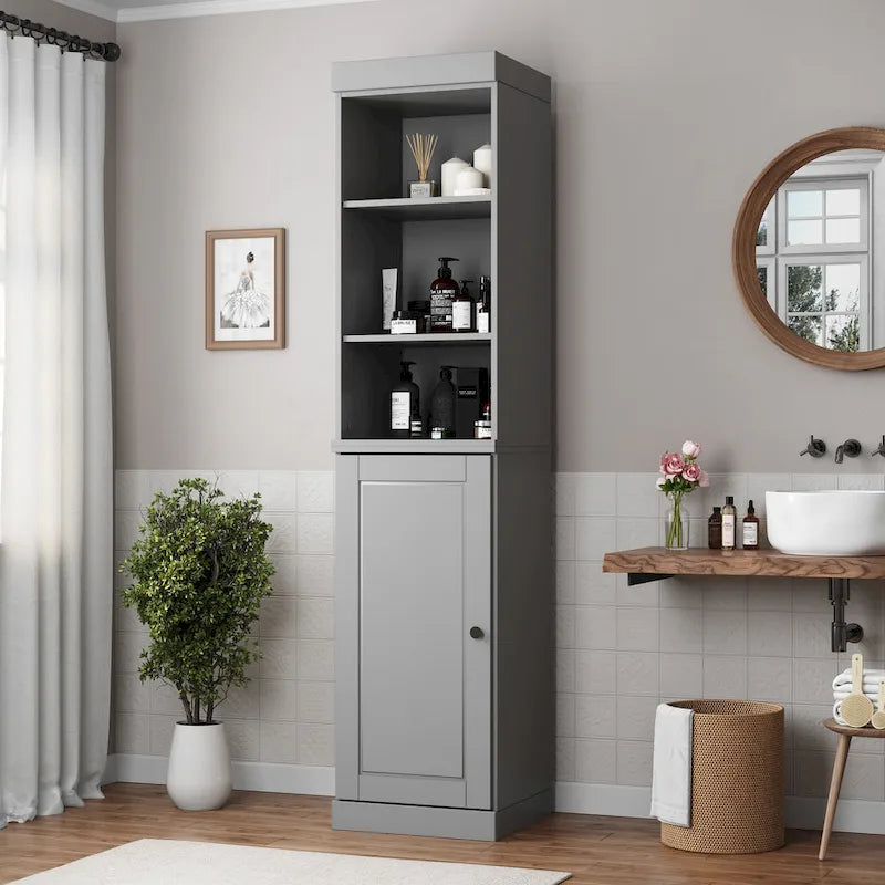 Palace Imports Mobile Bagno 100% Legno Massello da 16,5 con Ante Solide e Ripiani Regolabili