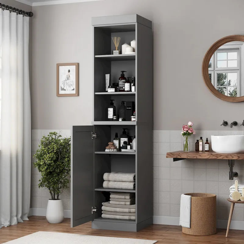 Palace Imports Mobile Bagno 100% Legno Massello da 16,5 con Ante Solide e Ripiani Regolabili
