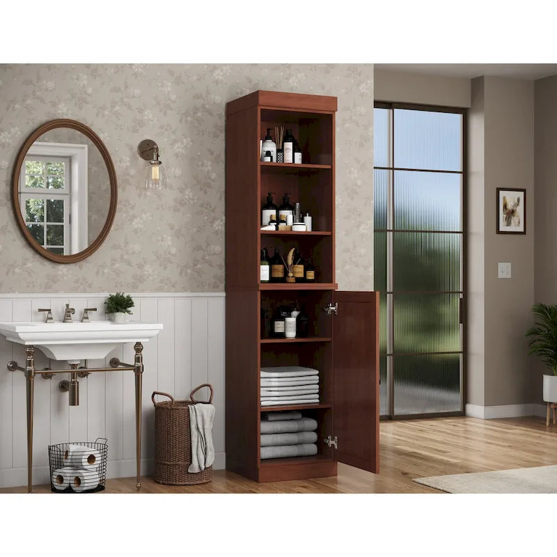 Palace Imports Mobile Bagno 100% Legno Massello da 16,5 con Ante Solide e Ripiani Regolabili