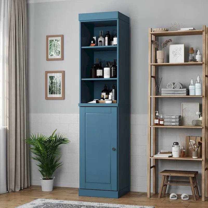 Palace Imports Mobile Bagno 100% Legno Massello da 16,5 con Ante Solide e Ripiani Regolabili