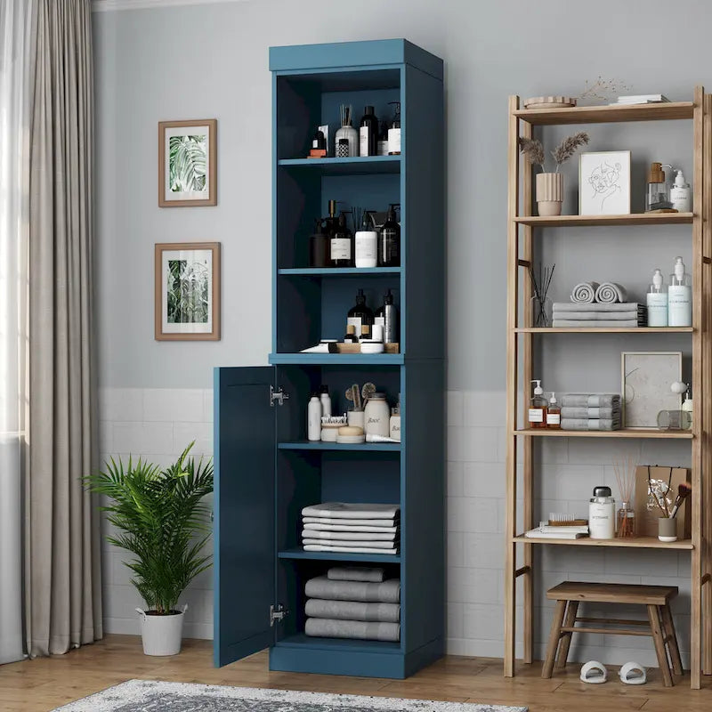 Palace Imports Mobile Bagno 100% Legno Massello da 16,5 con Ante Solide e Ripiani Regolabili