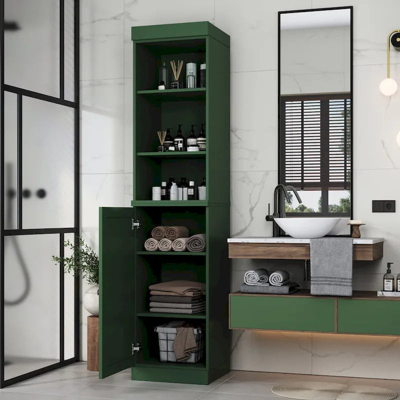 Palace Imports Mobile Bagno 100% Legno Massello da 16,5 con Ante Solide e Ripiani Regolabili