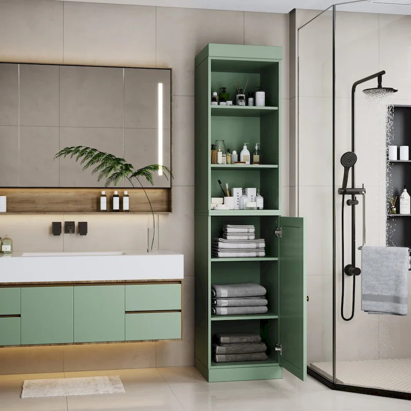 Palace Imports Mobile Bagno 100% Legno Massello da 16,5 con Ante Solide e Ripiani Regolabili