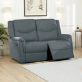 Ammy Manual Recliner Loveseat, 53in Solid Wood, Dark Gray Faux Burlap