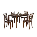 Ziko 5 Piece Dining Table Set, 4 Cross Back Chairs, Cherry Brown Solid Wood