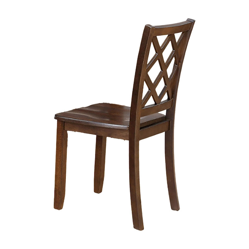 Set da pranzo Ziko 5 pezzi, 4 sedie con schienale a croce, legno massello marrone ciliegia
