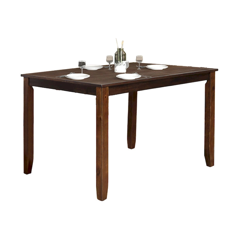 Set da pranzo Ziko 5 pezzi, 4 sedie con schienale a croce, legno massello marrone ciliegia