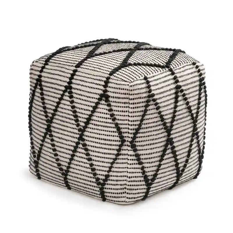 Jani Pouf Ottoman - Cotton-Blend Upholstery with Firm EPP Bead Filling - Footrest or Extra Seating for Living Room