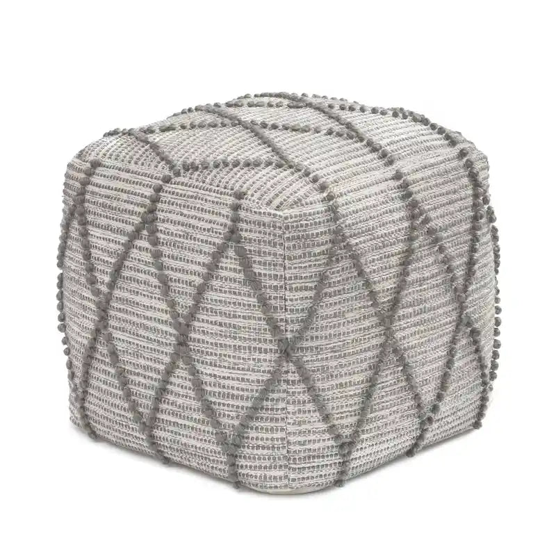 Jani Pouf Ottoman - Cotton-Blend Upholstery with Firm EPP Bead Filling - Footrest or Extra Seating for Living Room