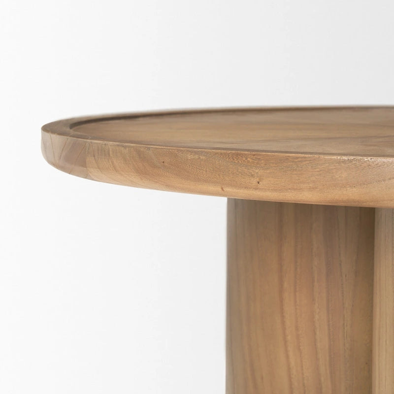 HomeRoots 39 Natural Solid Wood Round Pedestal Coffee Table - 39.25' X '16.5' X '39.25