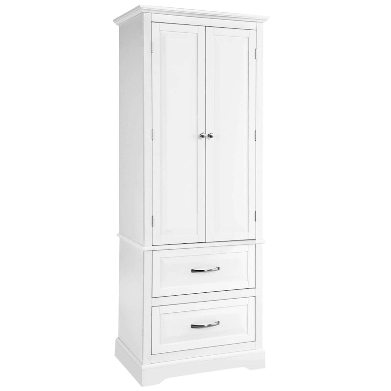 Costway 62 Tall Bathroom Freestanding Floor Storage Cabinet with 2 - 24 x 16 x 62 (L x W x H)