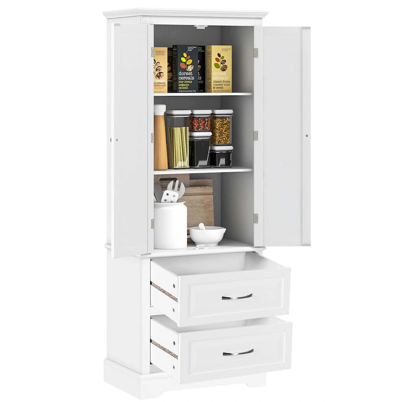 Costway 62 Tall Bathroom Freestanding Floor Storage Cabinet with 2 - 24 x 16 x 62 (L x W x H)