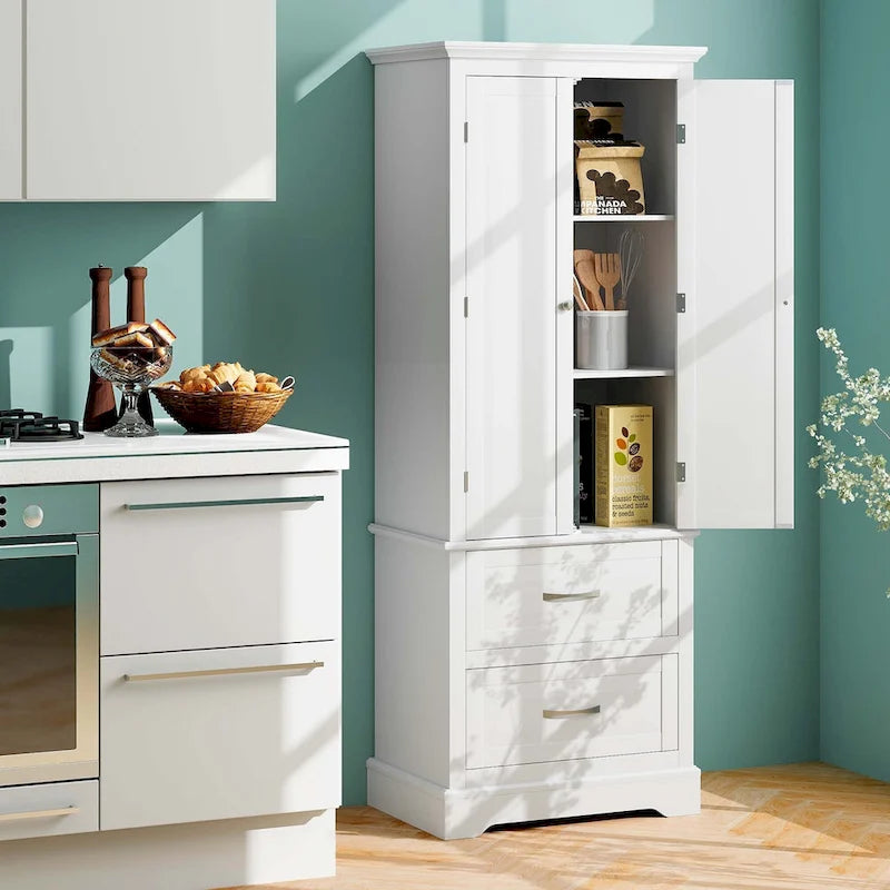 Costway 62 Tall Bathroom Freestanding Floor Storage Cabinet with 2 - 24 x 16 x 62 (L x W x H)