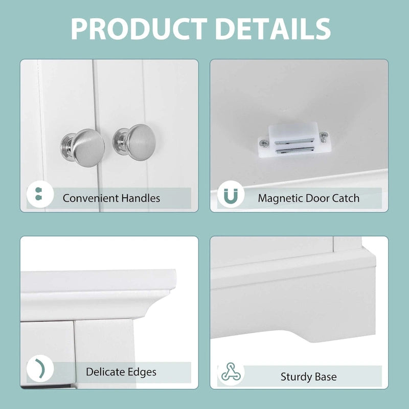 Costway 62 Tall Bathroom Freestanding Floor Storage Cabinet with 2 - 24 x 16 x 62 (L x W x H)
