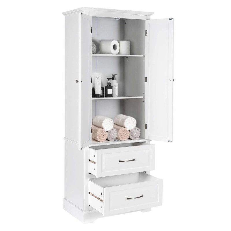 Costway 62 Tall Bathroom Freestanding Floor Storage Cabinet with 2 - 24 x 16 x 62 (L x W x H)