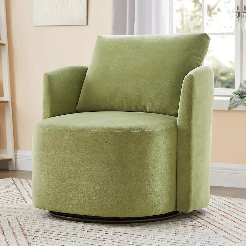 360 Swivel Chair, 29.9 Accent Barrel Armchair, Upholstered Swivel Sofa Chair with Curved Design