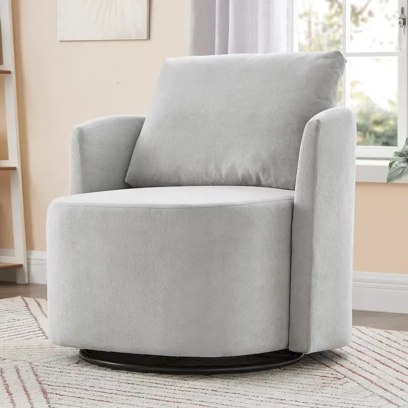 Fauteuil pivotant à 360°, fauteuil baril d'appoint 29,9 po, fauteuil canapé pivotant rembourré au design incurvé