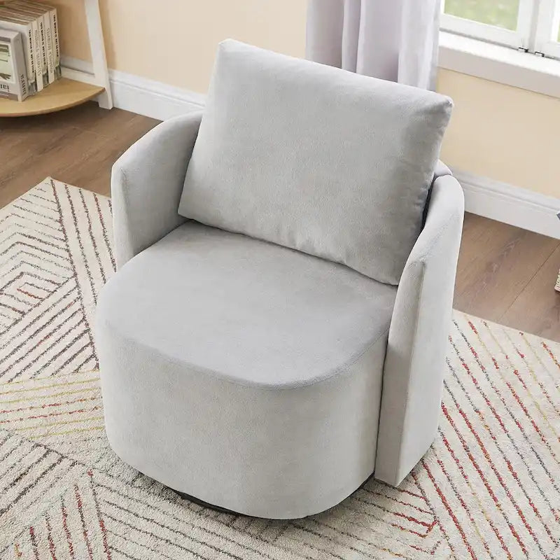 360 Swivel Chair, 29.9 Accent Barrel Armchair, Upholstered Swivel Sofa Chair with Curved Design