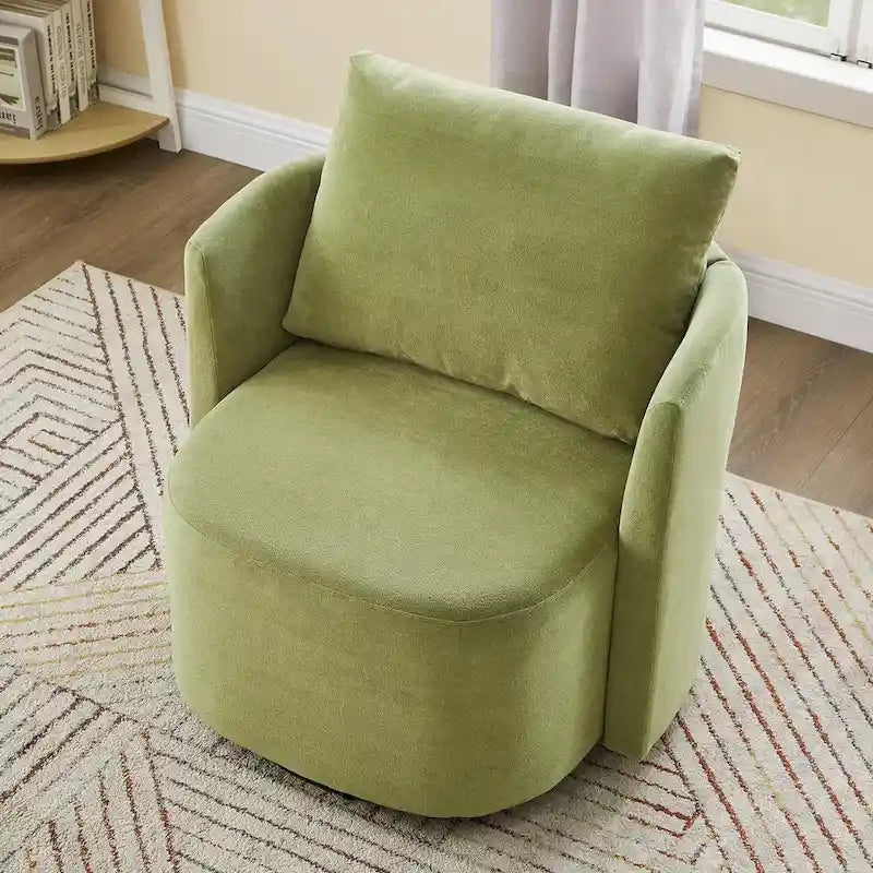 360 Swivel Chair, 29.9 Accent Barrel Armchair, Upholstered Swivel Sofa Chair with Curved Design
