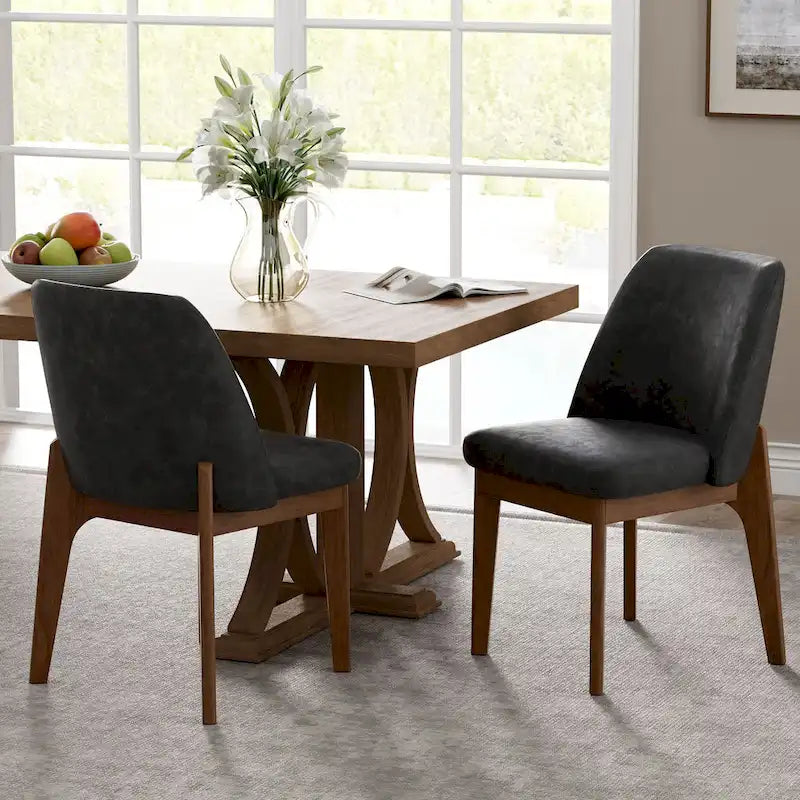 set di 2 sedie imbottite con gambe in legno, adatte per cucina, sala da pranzo e ufficio