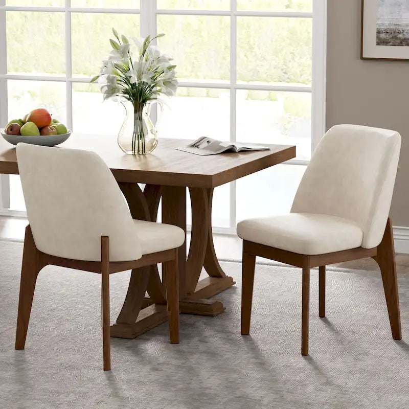 set di 2 sedie imbottite con gambe in legno, adatte per cucina, sala da pranzo e ufficio