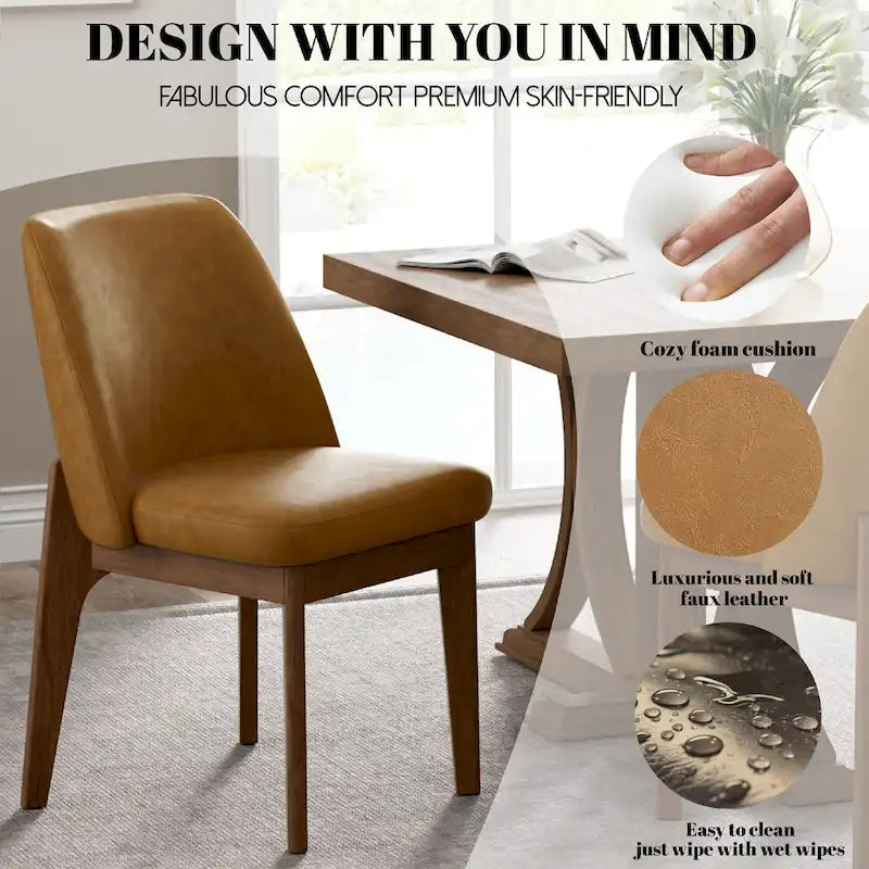 set di 2 sedie imbottite con gambe in legno, adatte per cucina, sala da pranzo e ufficio