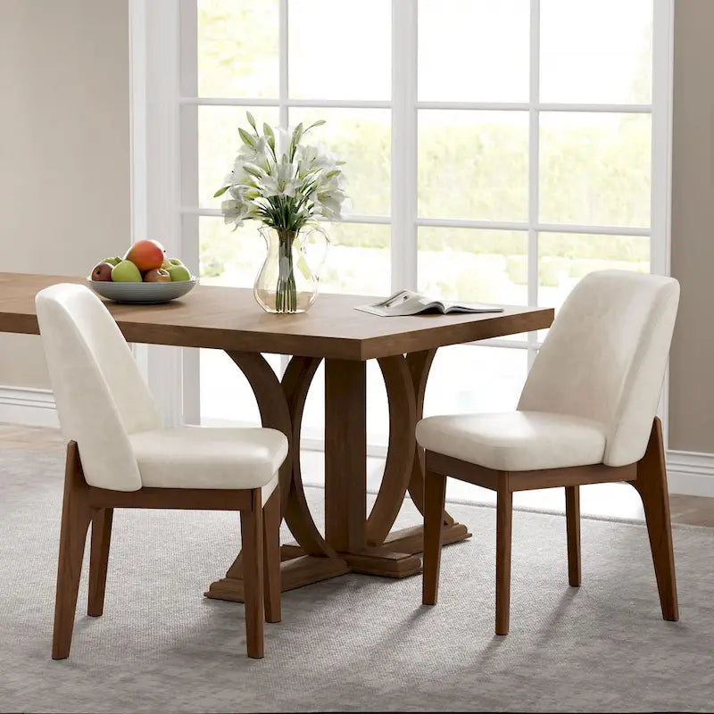 set di 2 sedie imbottite con gambe in legno, adatte per cucina, sala da pranzo e ufficio