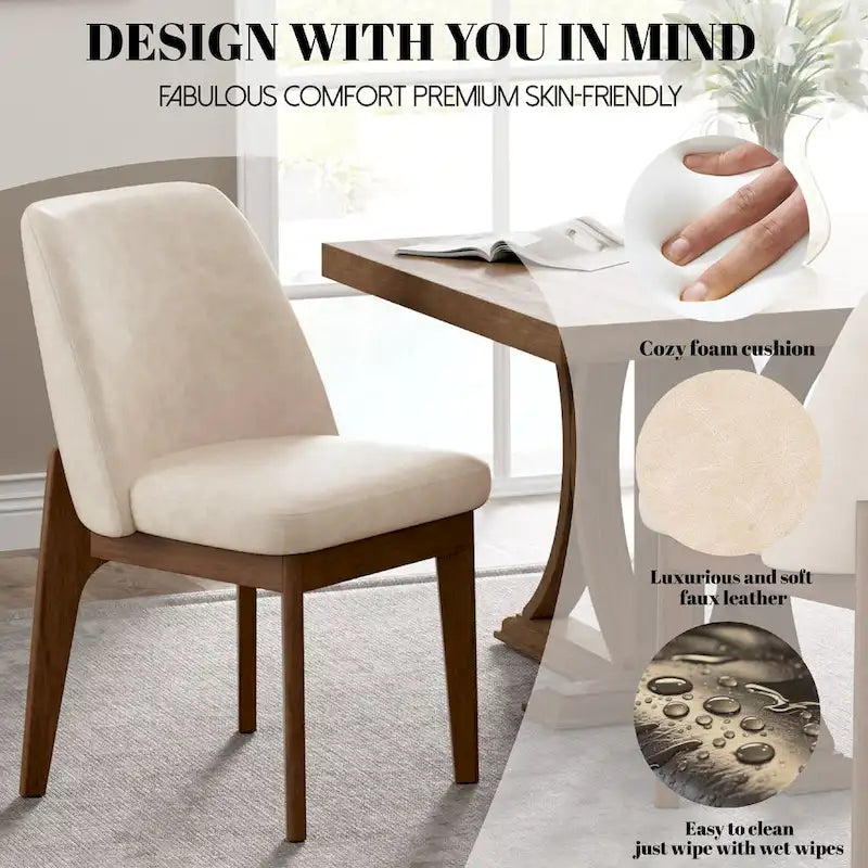 set di 2 sedie imbottite con gambe in legno, adatte per cucina, sala da pranzo e ufficio