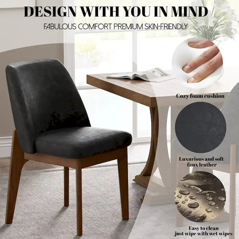 set di 2 sedie imbottite con gambe in legno, adatte per cucina, sala da pranzo e ufficio