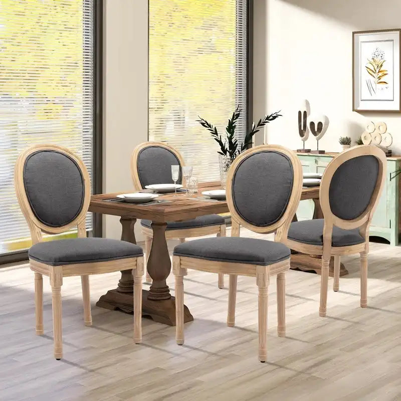 Set di 4 sedie da pranzo francesi con borchie