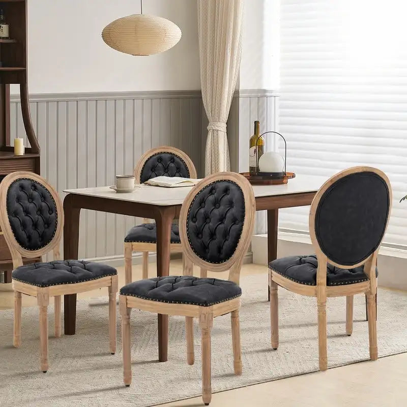 Set di 4 sedie da pranzo francesi con borchie