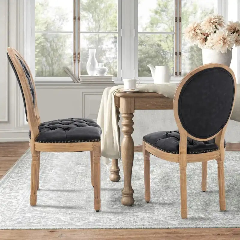 Set di 4 sedie da pranzo francesi con borchie