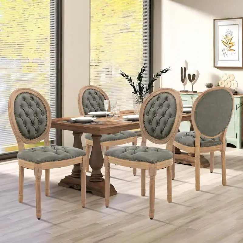 Set di 4 sedie da pranzo francesi con borchie