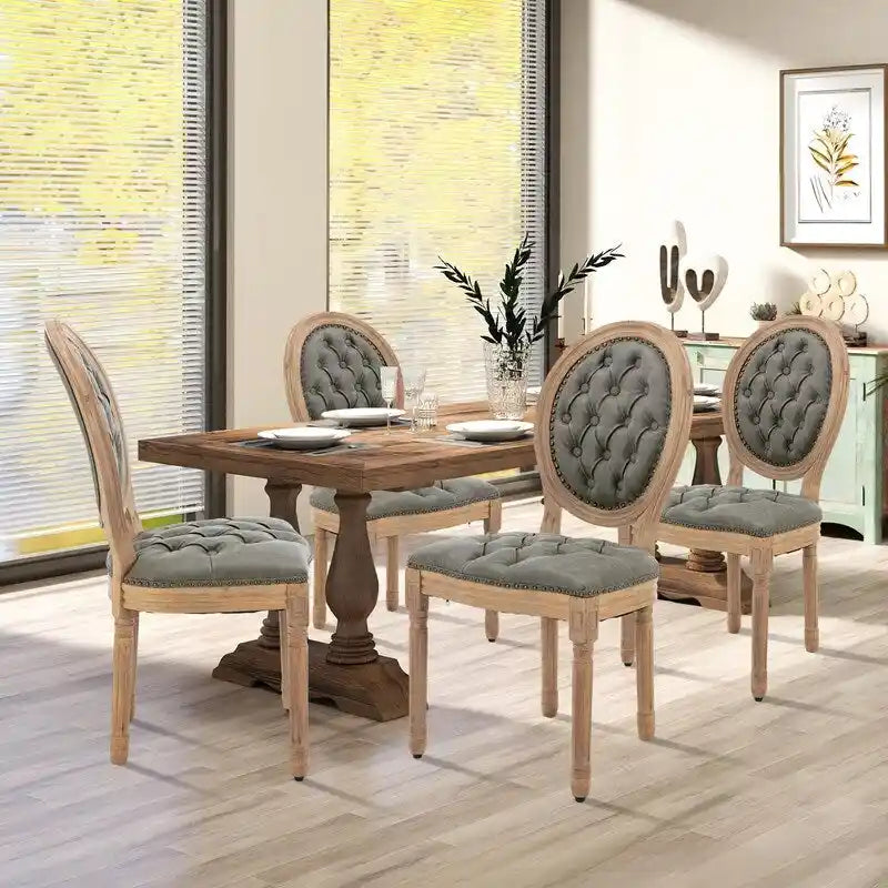 Set di 4 sedie da pranzo francesi con borchie