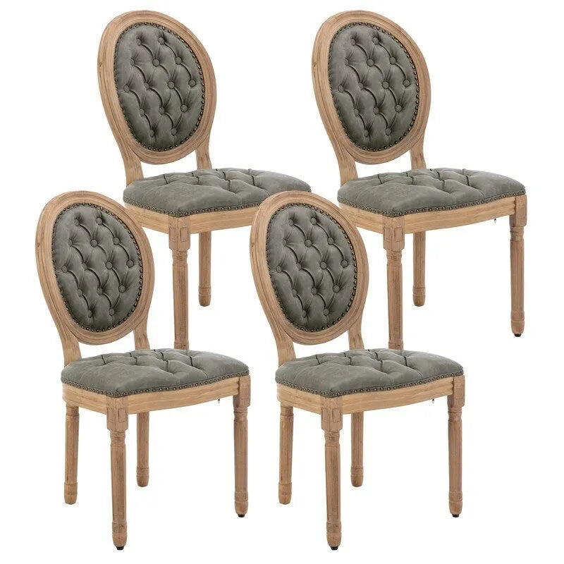 Set di 4 sedie da pranzo francesi con borchie