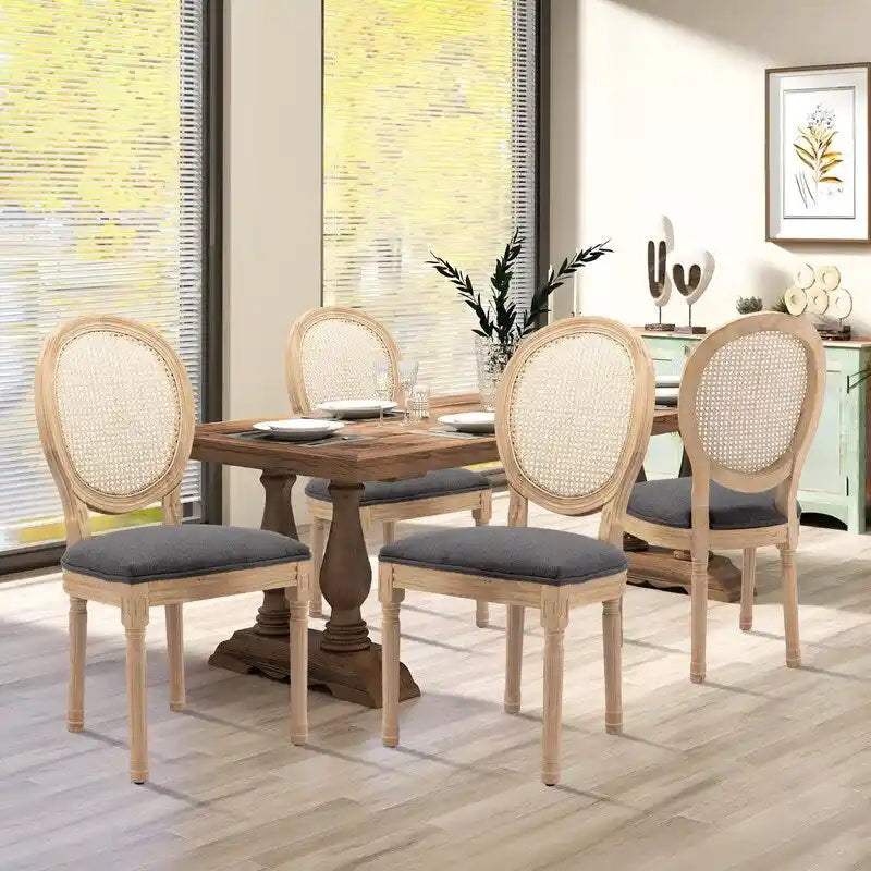 Set di 4 sedie da pranzo francesi con borchie