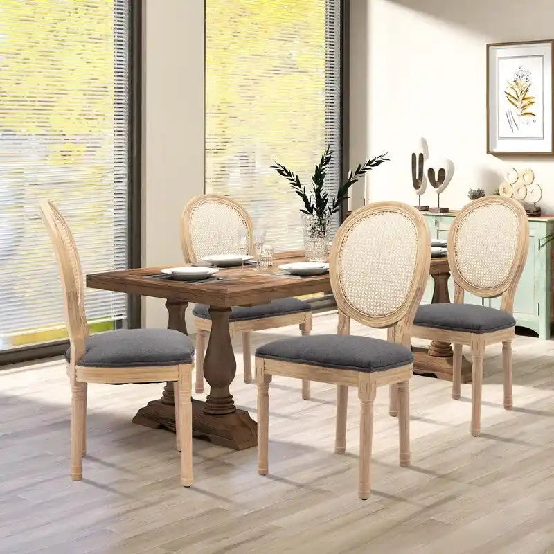 Set di 4 sedie da pranzo francesi con borchie